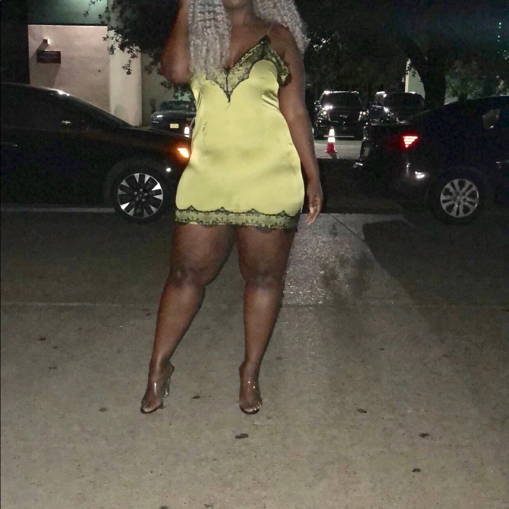 Lime free and black dress